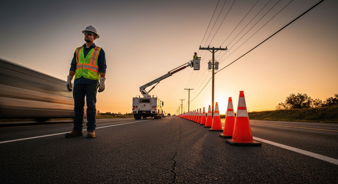 Featured image for Setting Up a Safe Work Zone for Roadside Line Work